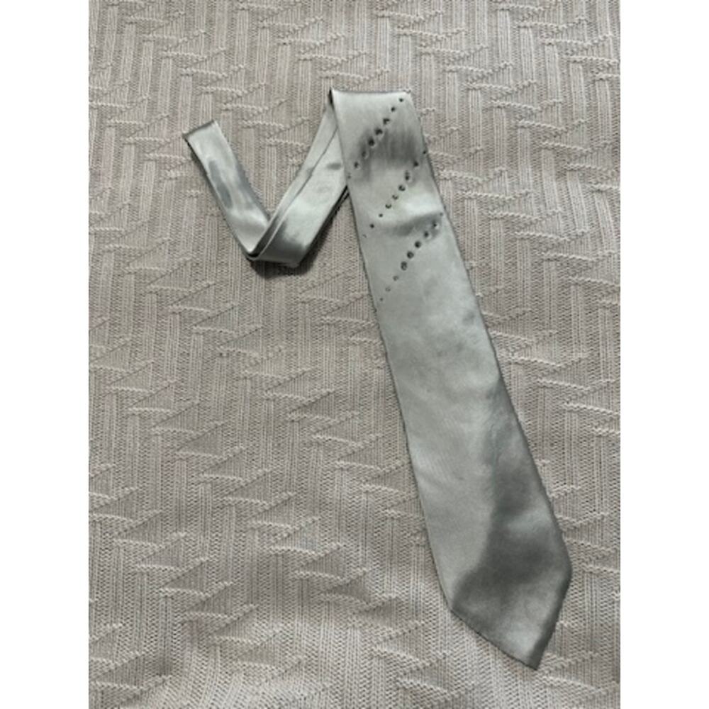 Valentino silver rhinestone Italian silk tie